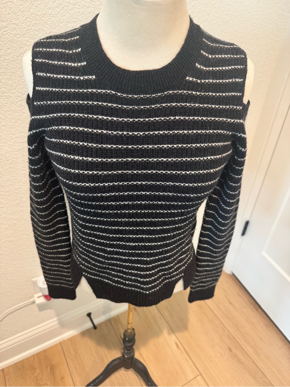 AllSaints Striped Mull Jumper Sweater — Black/White — Size Small
